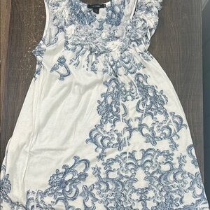 Espresso Blue and White Sleeveless Top for Wedding Guest